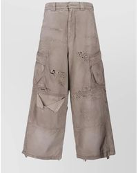 Balenciaga - Wide Leg Cargo Trousers With Distressed Hem - Lyst