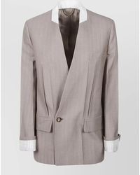 Victoria Beckham - Collarless Suit Jacket - Lyst
