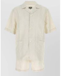 ZEGNA - Linen Pyjama Set Striped Shirt And Shorts - Lyst