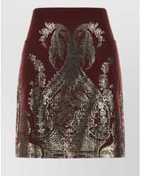 Etro - Wool Blend Mini Skirt With Metallic Print - Lyst