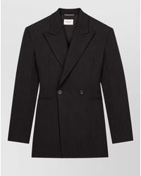 Saint Laurent - Pinstripe Virgin Wool Double-Breasted Suit Jacket - Lyst