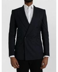 Dolce & Gabbana - Wool Silk Pinstripe Double-Breasted Suit Jacket - Lyst
