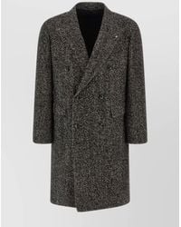 Tagliatore - Herringbone Double Breasted Long Sleeve Coat - Lyst