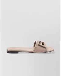 Fendi - Leather Wide-Band Slides - Lyst