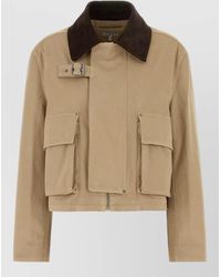 Loewe - Cropped Cotton Parka Coat Belted Pockets Contrast Collar - Lyst
