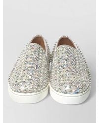 Christian Louboutin - Embellished Leather Slip-On Sneakers - Lyst