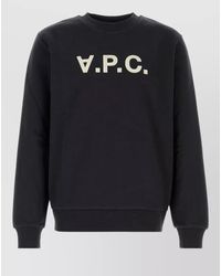 A.P.C. - Stretch Cotton Sweatshirt Crew Neck Long Sleeves - Lyst