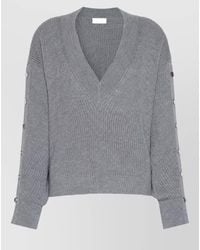 Sportmax - Virgin Wool Oversized Ribbed V-Neck Sweater - Lyst