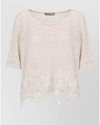 D.exterior - Crewneck Top Lace Hem Short Sleeves - Lyst