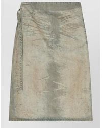 DIESEL - Cotton Denim Midi Skirt Belt Loops - Lyst