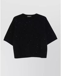 Fabiana Filippi - Bouclé-Knit Sequin-Embellished Short-Sleeve Wool-Cashmere Sweater - Lyst