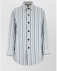 Bottega Veneta - Striped Embroidered Silk Oversized Padded Shirt - Lyst