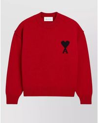 Ami Paris - Wool Ribbed Crewneck Jumper - Lyst