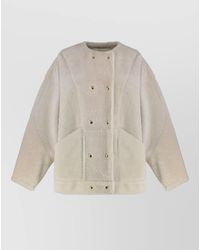 Halfboy - Shearling Jacket Front Pockets Tone Buttons - Lyst