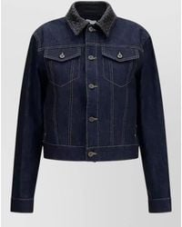 Bottega Veneta - Denim Jacket With Leather Collar - Lyst