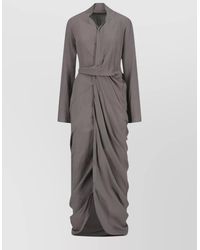 Rick Owens - Long Sleeve Belted Draped Maxi Dress - Lyst