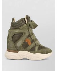 Isabel Marant - Calf Suede Leather Cutout High-Top Wedge Sneakers - Lyst