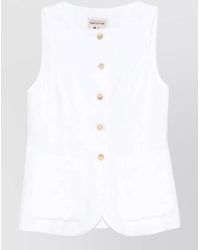 Semicouture - Glenna Linen Waistcoat Round Neck Sleeveless - Lyst