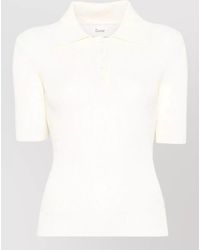 DUNST - Ribbed Knit Short-Sleeve Polo Shirt - Lyst