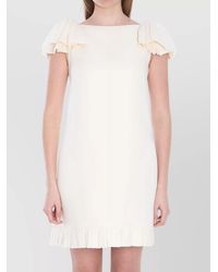Valentino Garavani - Silk Wool Sleeveless Boat Neck Mini Dress - Lyst