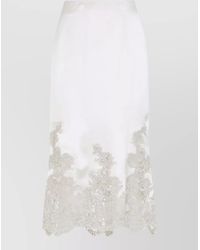 Ermanno Scervino - Silk Lace-Panel Straight Skirt - Lyst