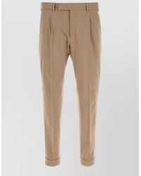 PT Torino - Stretch Wool Tailored Pleated Cuffed Trousers - Lyst