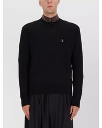 Vivienne Westwood - Virgin Wool Logo-Embroidered Crew-Neck Sweater - Lyst