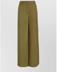Alberta Ferretti - High-Rise Trousers Wide-Leg Design Pockets - Lyst