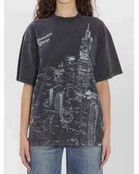 Alexander Wang - T-Shirt With Thermo-Applied Rhinestones And Ny Skyline - Lyst
