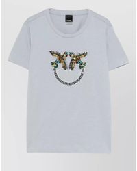 Pinko - Short Sleeve Top Round Neck Embellished - Lyst