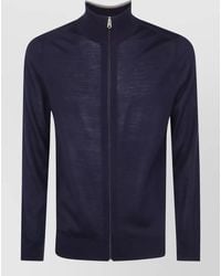 Paul Smith - Merino Wool High Neck Ribbed Zip Cardigan - Lyst