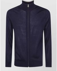 Paul Smith - Merino Wool Ribbed High Neck Zip Cardigan - Lyst