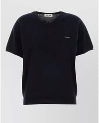 Miu Miu - Wool Sweater Short Sleeves V Neck - Lyst