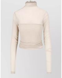 Lemaire - Sheer Ruched High Neck Long Sleeve Top - Lyst