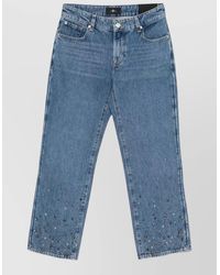 7 For All Mankind - Embellished Straight-Leg Cropped Jeans - Lyst
