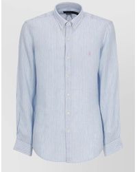 Ralph Lauren - Striped Linen Cotton Shirt Button Down Collar - Lyst