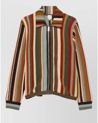 Paul Smith - Striped Merino Wool Zip Cardigan - Lyst