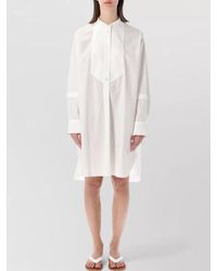 Studio Nicholson - Cotton Grandad-Collar Long-Sleeve Knee-Length Dress - Lyst