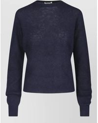 AURALEE - Long Sleeve Round Neck Knit Top - Lyst