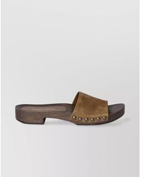 Miu Miu - Distressed Suede Clogs Featuring Studded Detail - Lyst