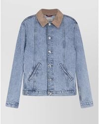 Brunello Cucinelli - Denim Jacket Suede Collar Long Sleeves - Lyst