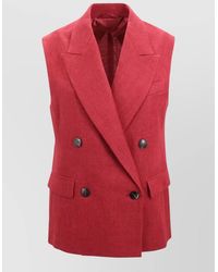 Max Mara - Double-Breasted Linen Waistcoat - Lyst