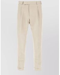PT Torino - Tailored Trousers Belt Loops Pleats Cuffed Hem - Lyst