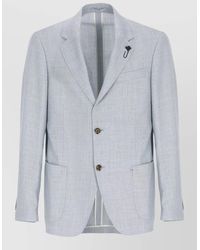 Lardini - Single-Breasted Wool Silk Linen Blazer - Lyst