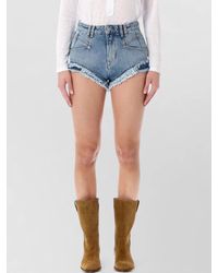 Isabel Marant - Denim Fringed Short Shorts - Lyst