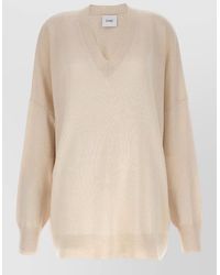 Nude - Knit Sweater V Neckline Dropped Shoulders - Lyst