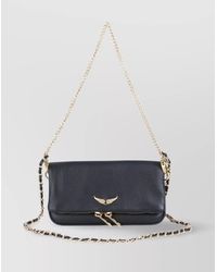 Zadig & Voltaire - Leather Chain Strap Zip Pocket Shoulder Bag - Lyst