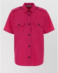 Prada - Poplin Shirt Chest Pockets Epaulettes Short Sleeves - Lyst