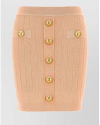 Balmain - Ribbed High-Waisted Mini Skirt With Button - Lyst