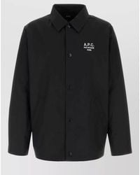 A.P.C. - Polyester Jacket Button Up Logo Detail - Lyst